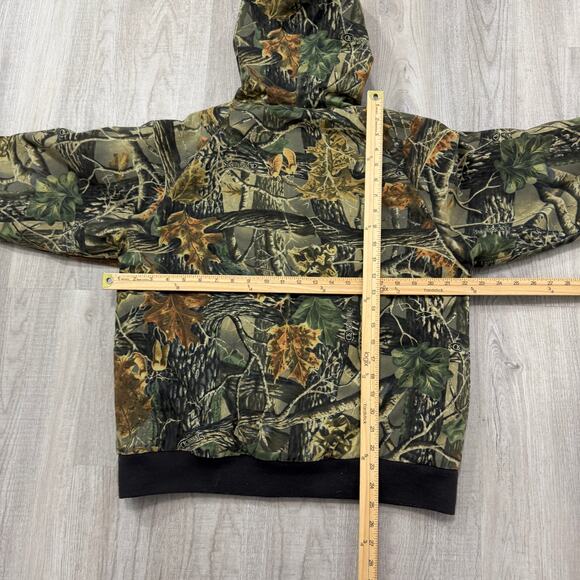 Vintage Cabelas Camo Hooded Jacket Size Small Green Camouflage Full Zip Hunting - Picture 7 of 7